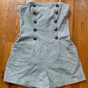 Vintage Betsey Johnson seersucker romper w/ skull buttons